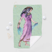  dame uit het oude Egypte Roze dress op groen Golfhanddoek (Insitu)