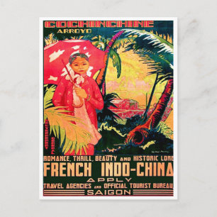 Dame uit Saigon Stad, Vietnam, vintage reis Briefkaart