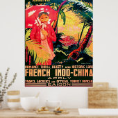 Dame uit Saigon Stad, Vietnam, vintage reis Poster (Keuken)