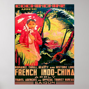 Dame uit Saigon Stad, Vietnam, vintage reis Poster