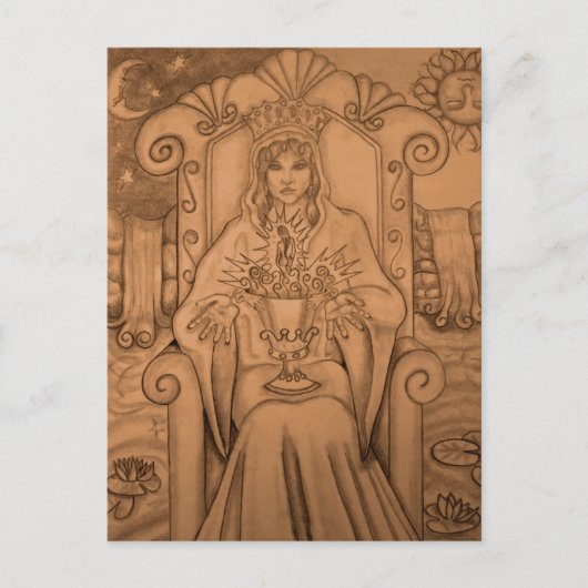 Dame van de bekers - tarotkaart briefkaart (Voorkant)