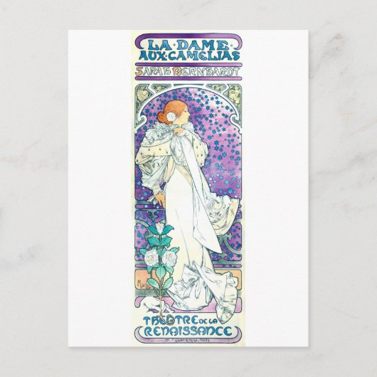 Dame van de Camelias, Alphonse Mucha Briefkaart (Voorkant)