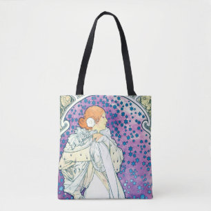 Dame van de Camelias, Alphonse Mucha Tote Bag