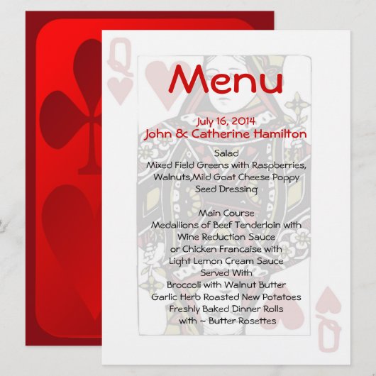 Dame van de Kaarten van de Hoorskaarten het Menu v (Voorkant / Achterkant)