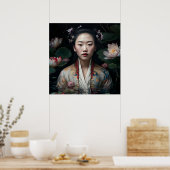 Dame van de lotus poster (Keuken)
