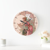 DAME VAN DE MAAN MET BLOEMEN IN ROZE MONOGRAM GROTE KLOK (Huis)