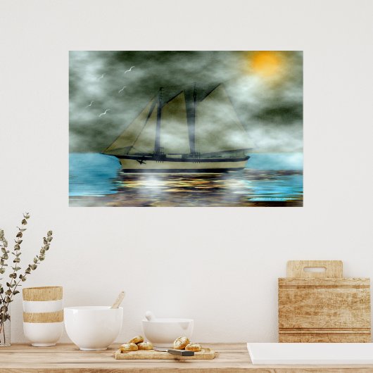 Dame van de mist poster (Keuken)