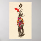  dame van de Mode met een lentedress Poster (Voorkant)