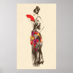  dame van de Mode met een lentedress Poster