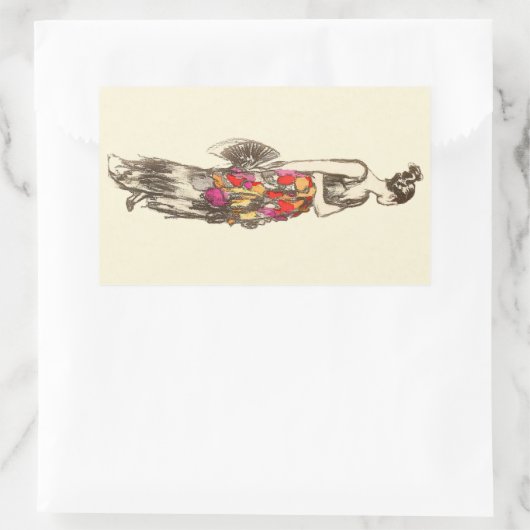  dame van de Mode met een lentedress Rechthoekige Sticker (Tas)