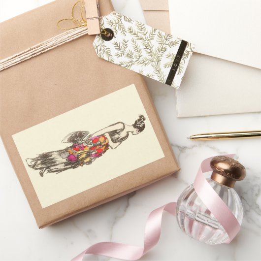  dame van de Mode met een lentedress Rechthoekige Sticker (Geschenken)