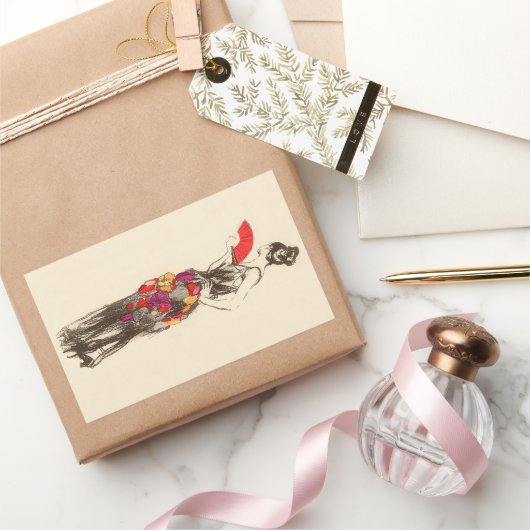  dame van de Mode met een lentedress Rechthoekige Sticker (Geschenken)