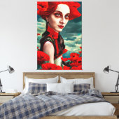 Dame van de Papavers fantasie originele kunst Canvas Afdruk (Insitu (Slaapkamer))