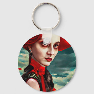 Dame van de Papavers fantasie originele kunst Sleutelhanger