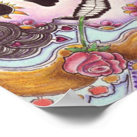 Dame van de Roos dag van de dode kunst Poster (Hoek)