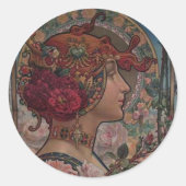 Dame van de rozen ronde sticker (Voorkant)