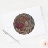 Dame van de rozen ronde sticker (Envelop)