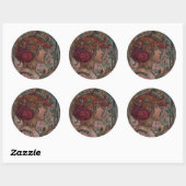 Dame van de rozen ronde sticker (Vel)