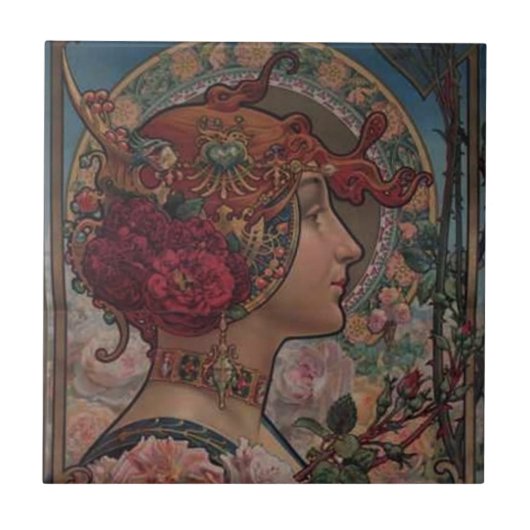 Dame van de rozen tegeltje (Voorkant)