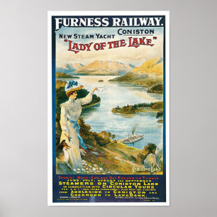 Dame van de spoorweg Lake ~ Furness Poster