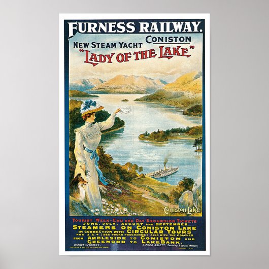 Dame van de spoorweg Lake ~ Furness Poster (Voorkant)