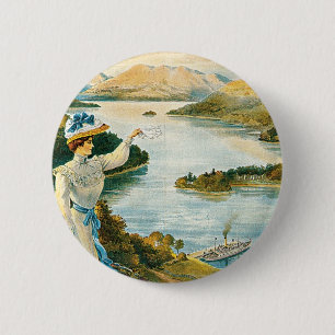 Dame van de spoorweg Lake ~ Furness Ronde Button 5,7 Cm