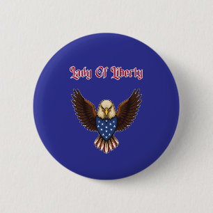 Dame van de Vrijheid Patriottisch Amerikaans icoon Ronde Button 5,7 Cm