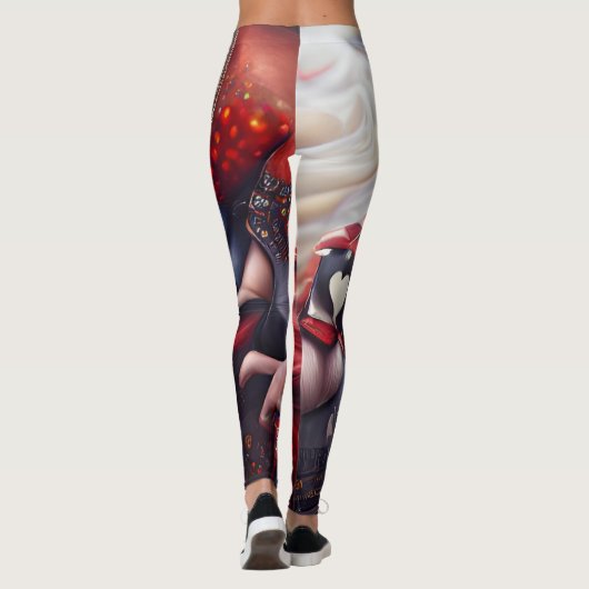 Dame van de zwarte en rode Mode Leggings (Achterkant)