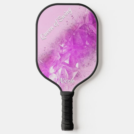 Dame van de Zwingende Paarse Pareltjes Sprayverf Pickleball Paddle (Voorkant)
