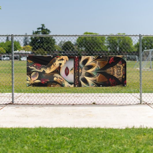 Dame van een Duizend Swords (Desert Tribal Fractal Spandoek (Insitu)