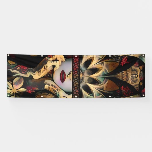 Dame van een Duizend Swords (Desert Tribal Fractal Spandoek (Horizontaal)