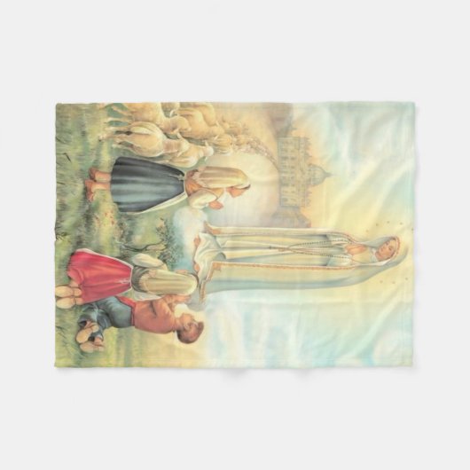Dame van Fatima Three Children Sheep Church Fleece Deken (Voorkant (Horizontaal))