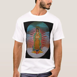 Dame van Guadalupe (blauwe tint) met zwarte grens T-shirt