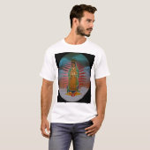 Dame van Guadalupe (blauwe tint) met zwarte grens T-shirt (Voorkant volledig)