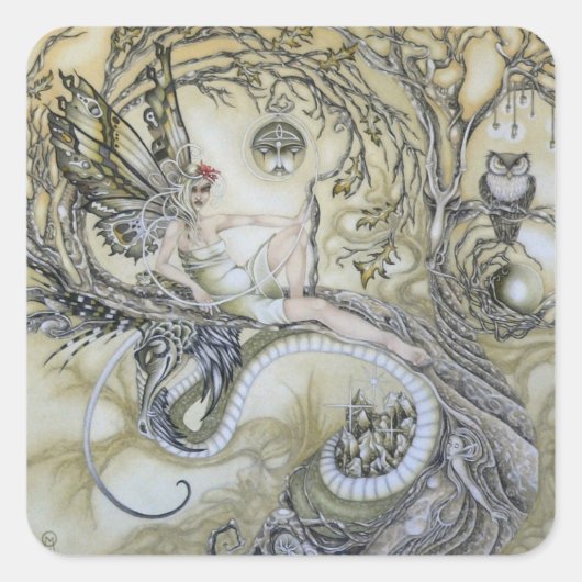 Dame van het bos vierkante sticker (Voorkant)