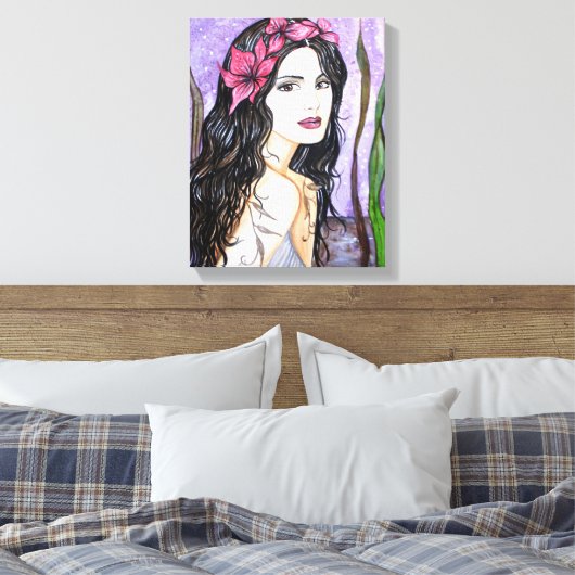 Dame van het Fairy Tale-meer Canvas Afdruk (Insitu (Slaapkamer))