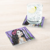 Dame van het Fairy Tale-meer Glazen Onderzetter (Schuin)