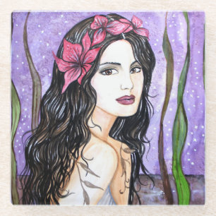 Dame van het Fairy Tale-meer Glazen Onderzetter