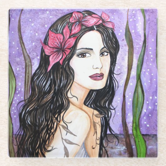 Dame van het Fairy Tale-meer Glazen Onderzetter (Voorkant)