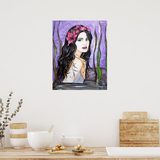 Dame van het Fairy Tale-meer Poster (Keuken)