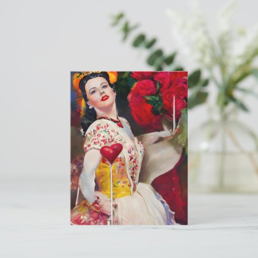 Dame van het hart AI Gegenereerd schilderen Briefkaart (Staand voorkant)