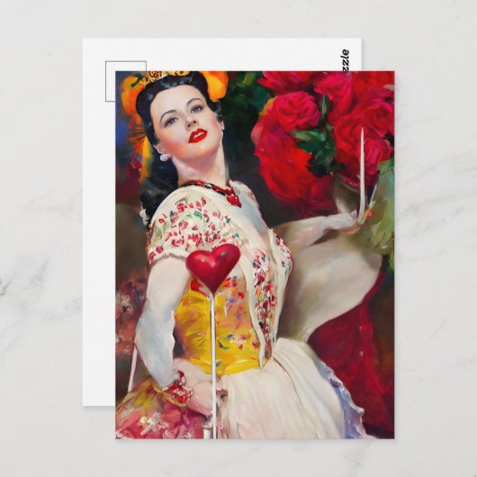 Dame van het hart AI Gegenereerd schilderen Briefkaart (Voorkant / Achterkant)