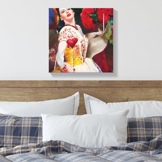 Dame van het hart AI Gegenereerd schilderen Canvas Afdruk (Insitu (Slaapkamer))