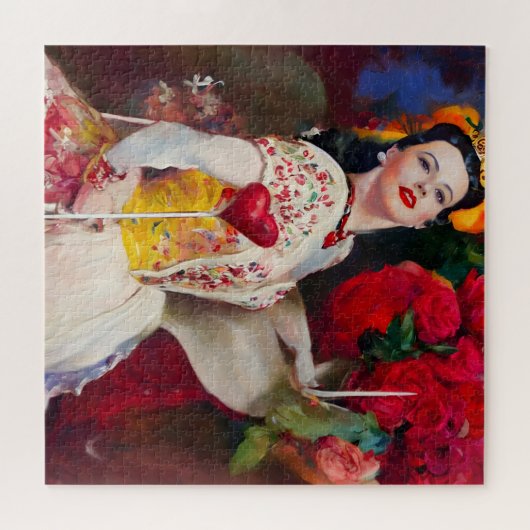 Dame van het hart AI Gegenereerd schilderen Legpuzzel (Horizontaal)