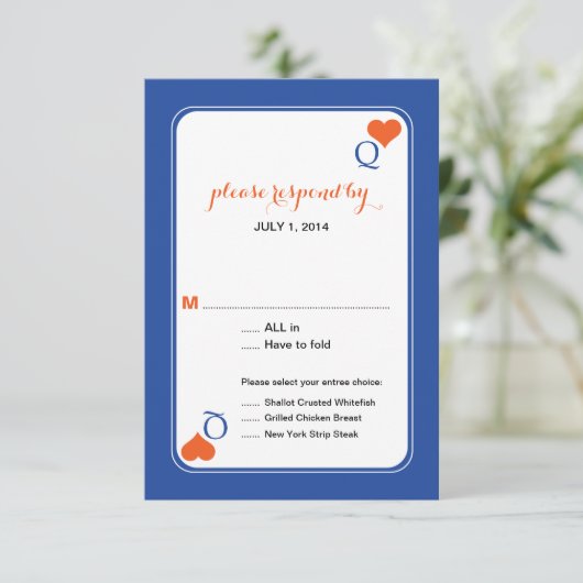 Dame van het hartsdeck van kaartjes RSVP Wedding Kaart (Staand voorkant)