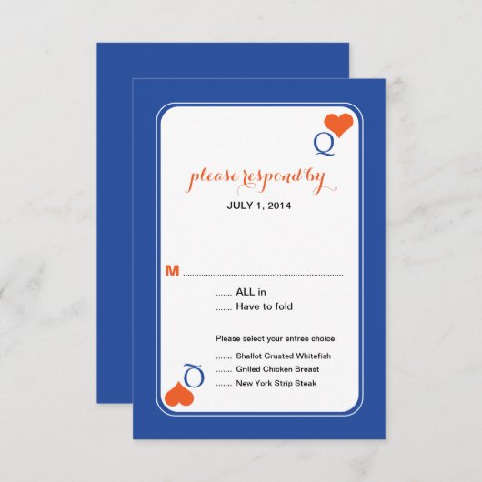 Dame van het hartsdeck van kaartjes RSVP Wedding Kaart (Voorkant / Achterkant)