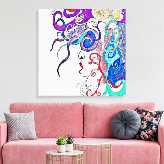 Dame van het leven canvas afdruk (Insitu (Woonkamer))