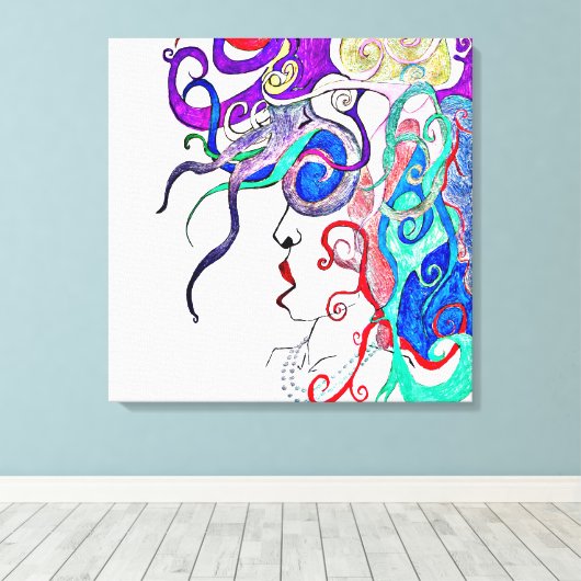 Dame van het leven canvas afdruk (Insitu (Houten vloer))