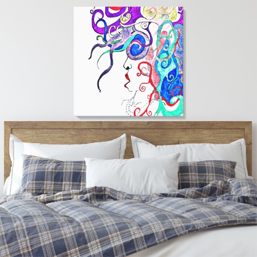 Dame van het leven canvas afdruk (Insitu (Slaapkamer))