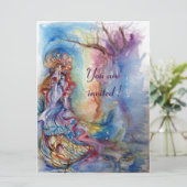 DAME VAN HET MEER, levendig blauw roze Kaart (Staand voorkant)